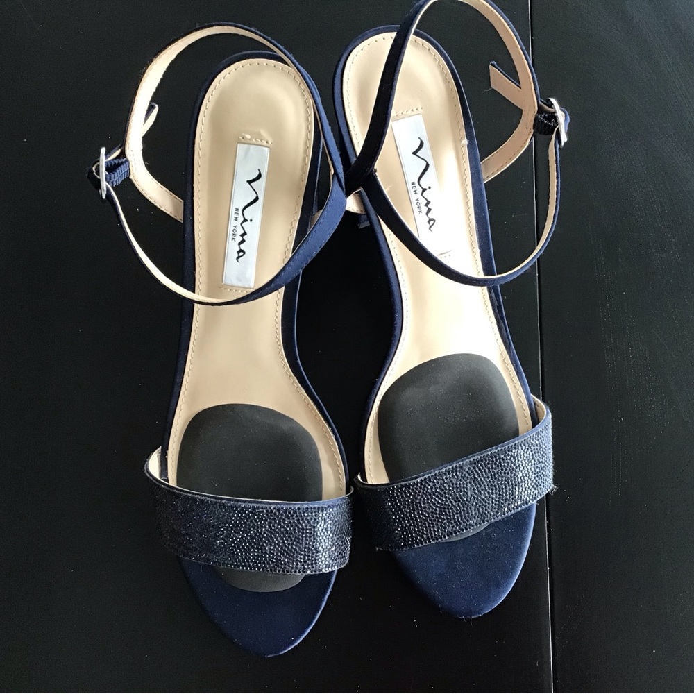 Nina Blue Sandals Elegant Textured Design